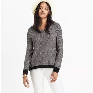 Madewell Black and White Textured Crewneck Sweater: Medium